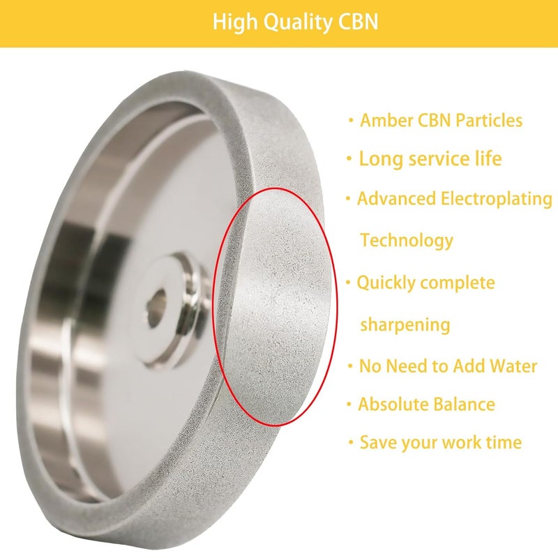 moresuperhard CBN Grinding Wheel 8 inch 180 Grit,1" Wide,5/8" Arbor,Suitable for All Kinds of 8 inch Bench Grinders(180 Grit) - Image 3